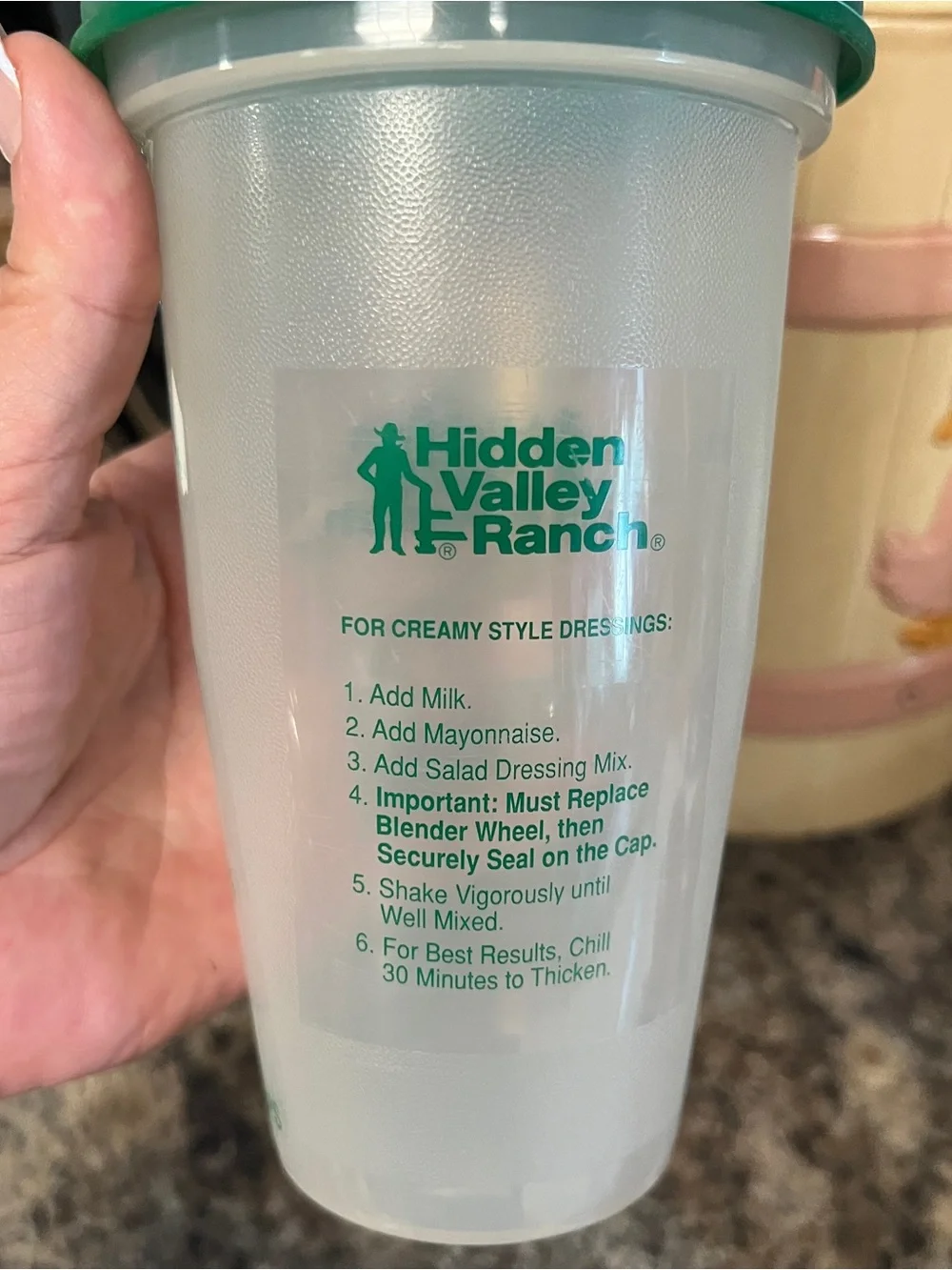 Vintage Hidden Valley Ranch Green & White Dressing Shaker Bottle